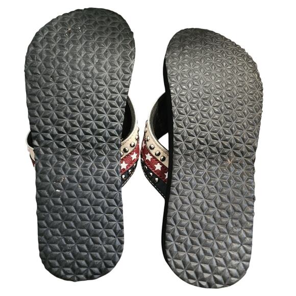 Montana West II Studded & Rhinestones American Flag Wedge Slip On Sandals Size 8 - Picture 6 of 7